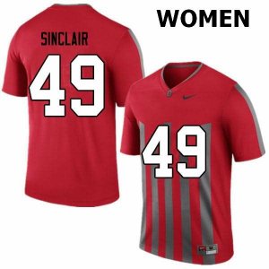 Women's Ohio State Buckeyes #49 Darryl Sinclair Retro Nike NCAA College Football Jersey Original OUI5444NJ